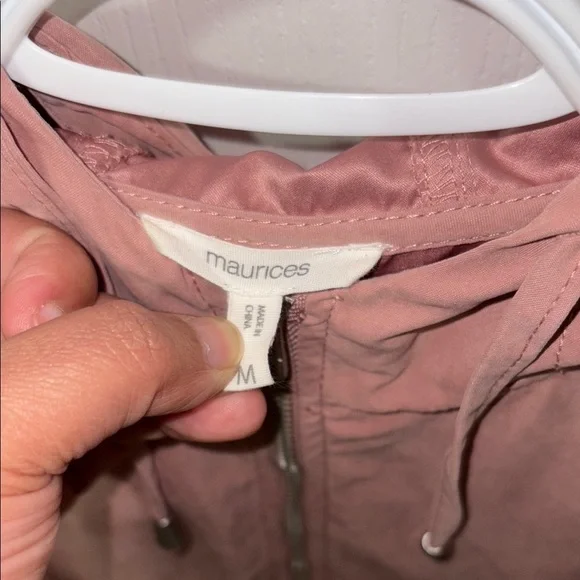 Maurices Pink Utility Jacket with Hood and Drawstring Waist - Picture 2 of 5